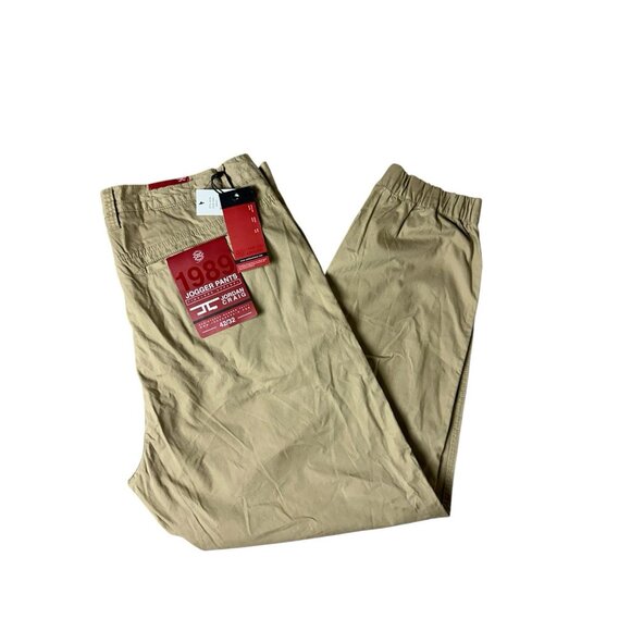 Jordan Craig Joggers Pants Mens Size 42x32 Tan Khaki Cotton Pockets Tapered Leg - Picture 1 of 15